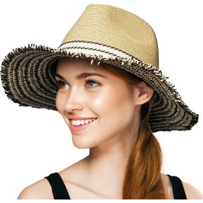 Funky Junque Sun Hats for Women Wide Brim Summer UPF Packable Fedora 50+