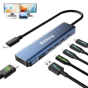 USB C Docking Station Dual Monitor 4K@60Hz HDMI, Laptop Docking Station with 1 HDMI,10G USB A/C,100W PD, 1xUSB C Video Output Port, USB C Hub Multiport Adapter for Windows Laptop
