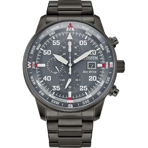 Citizen Men's Eco-Drive Sport Casual Brycen Weekender Chronograph Gray Stainless Steel Watch, 12/24 Hour Time, Date, Luminous Markers, 44mm