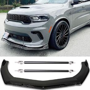 Universal Car 4 PCS Front Bumper Lip + 2PCS 8"-11" Adjustable Splitter Rods Chin Spoiler Splitter Body Kit Compatible with Honda Civic Accord Toyota Dodge Charger Nissan Chevrolet Cruze
