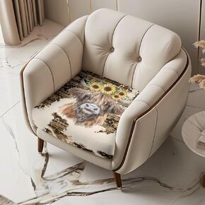 Highland Cow Print Sofa Cushion Cover Sunflower Print Couch Cushion Slipcovers, Removable Sofa Cushion Covers for 2 Cushion Couch, Wear-Resistant Sofa Seat Slipcovers for Pets