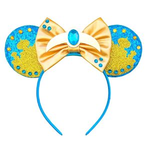 Mouse Ear Headband,Jasmine Princess Ear Hairband,Glitter Sequin Bow Ears for Women Adult Cosplay Costume Birthday Party Decorations Favor Shiny Hair Accessory(87)