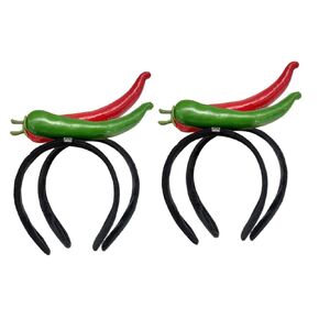 FRCOLOR 4 Pcs headband hair ties hair accessories for girls halloween costume makeup chili pepper hairband Vegetable hairband iron party cartoon vegetable hair decor pepper decor cute