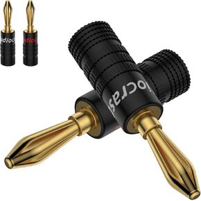 Tertullus 4PCS 24K Gold Plated Speaker Banana Plugs Adapter,Closed Screw Speaker Connectors Plugs for Speaker Wire, Wall Plate, Home Theater, Audio/Video Receiver, Amplifiers and Sound Systems