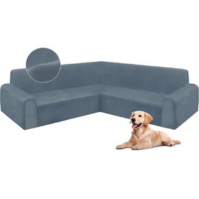 HDCAXKJ Corner Sectional Couch Covers Velvet Stretch L Shape Sofa Cover Soft Thick Sectional Slipcovers Set U Shaped Living Room Non Slip Magic Furniture Protector for Pet Dogs (Oatmeal, X-Large)