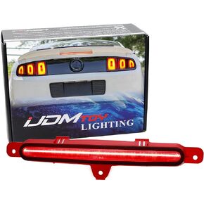 iJDMTOY Black-Out Smoked Lens Full LED Strip Trunk Lid/Below Spoiler Third Brake Light Assembly Compatible With 2010-2014 Ford Mustang 5th Gen LCI/Facelift