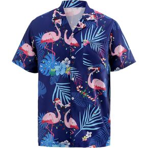 قمصان هاواي للرجال قصيرة الأكمام الزر غير الرسمي لأسفل القمصان الاستوائية للرجال قميص شاطئ الصيف ألوها in Kuwait