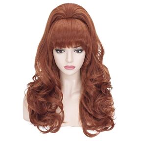 LABEAUTÉ Black Bouffant Beehive Wig for Women 60s 70s Vintage Copper Updo Wig Hair Costume Victoria Curly Housewife Halloween Party Wig with Wig Cap (Black)