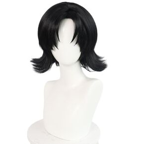 Wigs for Mima Cosplay Wig Women Halloween Costume Short Black Synthetic Hair with Wigcap