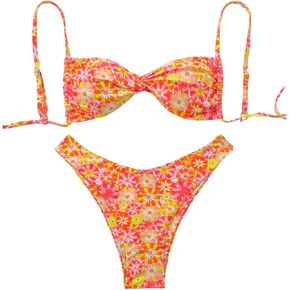 Verdusa Women's 2 Piece Floral Bikini Set Twist Front Self Tie Summer Bathing Suit in Kuwait