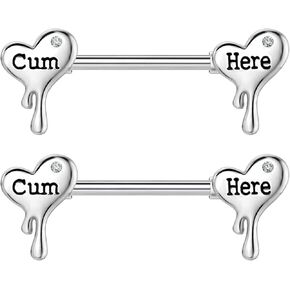 Letter Nipple Ring 14G 316L Surgical Steel Nipple Barbell Heart Shape Devil Body Piercing Jewelry for Women Men