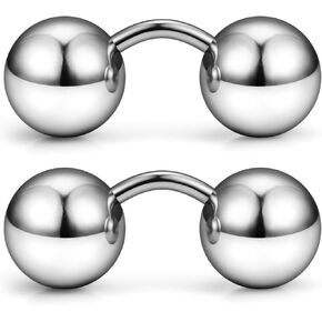 Yaalozei G23 Titanium 16G 14G 12G Big Piercing Balls PA Rings Piercing Jewelry Hypoallergenic Externally Threaded Curved Barbell VCH Piercing Jewelry Women Men 6mm 8mm 10mm Balls