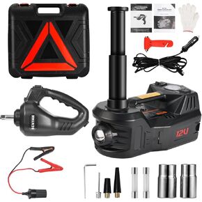 Electric Car Jack kit 5 Ton 12V Electric Floor Jack Lift for Vehicle, Electric Hydraulic Jack Auto Repair Tool Set with Built-in Inflator and Impact Wrench for SUV Sedan Truck Tire Change