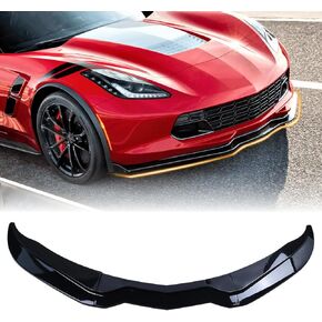 Front Bumper Lip Fit for Chevy Corvette C7 Z06 & Grand Sport 2015-2019 Splitter Spoiler Diffuser Guard Wing Body Kit Air Dam Corvette C7 Accessories Replaces #22922352 (Glossy Black)