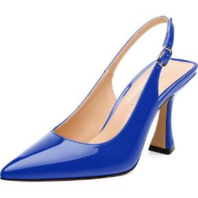 Women's 3.2-Inch Stiletto Pumps - Pointed Toe Slingback with Adjustable Buckle, Solid Color High Heels for Work, Dates & Parties