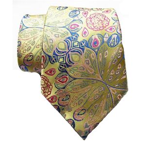 New Classic Floral Beige Yellow Blue Red Pink JACQUARD WOVEN Silk Men's Tie Necktie
