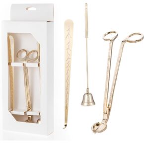 3 in 1 Candle Accessory Set,Butterfly Shaped Large Candle Wick Trimmer Snuffer Extinguisher Dipper with Long Handle,Polished Stainless Steel Candle Wick Scissor Cutter Clipper Kit