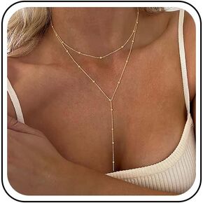 Boho Satellite y Netlace Stain Gold Layered Lyeriat Necklace Long Lond Y Lariat Necklace Satellite Dotelite Bead Station y Netlace Netlace Jewelry for Women