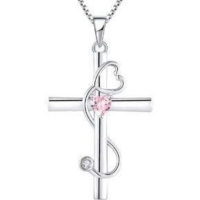 YL Stethoscope Cross Necklace 925 Sterling Silver Doctor Nurse Medical Pendant Birthstone Jewelry for Women