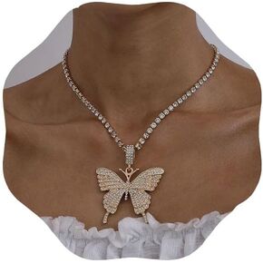 Aluinn Butterfly Pendant Necklaces Crystal Necklaces Gold and Silver Necklace Chain for Women