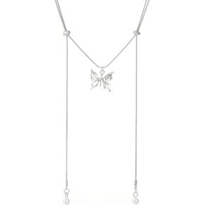 Irregular Y2k Butterfly Necklace for Women Pearl Pulling Tassel Pendant Fashion Versatile Women's Valentine's Day Gift