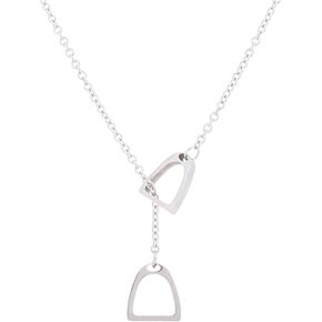 Lucky Horse Shoe Necklaces Equestrian Double Horse Stirrups Lariat Y Necklaces Pendant for Women Gift