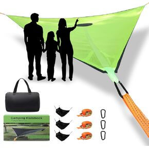 Triangle Hammock for Outside, Portable Camping Hammock with Straps and Storage Bag - Max 800 Lbs for 2-6 Adults or Kids, Perfect for Outdoor Travel and Relaxation (157''/400cm)