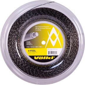 Volkl V-Feel | Tennis Racquet String | Comfort & Power | Soft Polyurethane Multifilament (Black/Silver, 16, Reel)