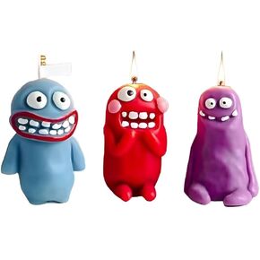 3 Pcs Monster Candles, Happy Birthday Cake Scented Funny Candle, Cute Decor for Party for Women and Men, Cool and Unique Presents idea for mom Brother and Sister