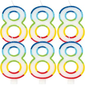 شمعة عيد ميلاد فريدة من نوعها "8" شمعة عيد ميلاد - تصميم متعدد الألوان وجذابة - مثالية لاحتفالات أعياد الميلاد التي لا تنسى