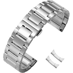 Stainless Steel Watch Band Curved End 14mm 15mm 16mm 17mm 18mm19mm 20mm 21mm 22mm 23mm 24mm Watch Bracelet Polished Brushed Metal Watch Strap Replacement Band Men Women