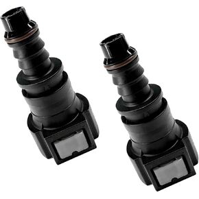 2 PCS Fuel Line Quick Connector, 3/8 SAE to 5/16 ID Nylon Tubing Straight Fuel Line Connector, Bundy Female to Hose Barb Straight Fitting Quick Plugs for Most Vehicles (Elbow)