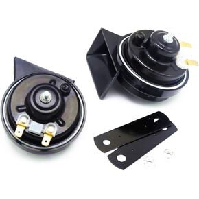 Car Horn Car Snail Horns 130DB Truck Horn Air Horn Double Tone loud speaker Black Electric Horn High Tone and Low Tone Horn Waterproof Horns for any 12V boat ship car Moto vans truck etc