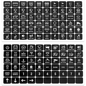 120 PCS Car Decal Stickers, Graphic Text Auto Rocker Switch Labels, Universal Waterproof Rocker Toggle Switch Panel Stickers for Dashboard Boat RV Car Truck (4, Horizontal)