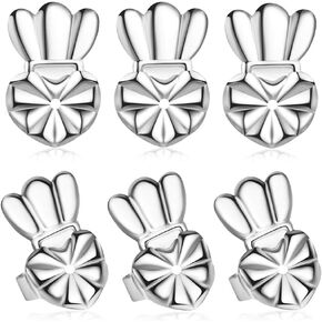 Fomissky-sisa Magic Secure Ear Lifters, Adjustable Pierced Earring Backs, Silver Earring Backs for Drooping Earrings 3 Pairs Per Set