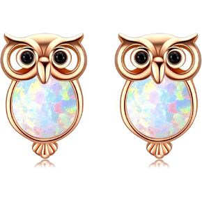 Cuoka Sterling Silver Owl Stud Earrings - Cute Animal Pierced Earrings for Women Owl Lovers