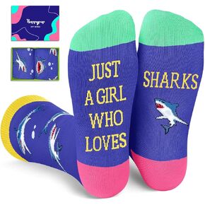HAPPYPOP Shark Gifts for Women & Girls - Crazy Shark Socks, Ocean Gifts for Teens