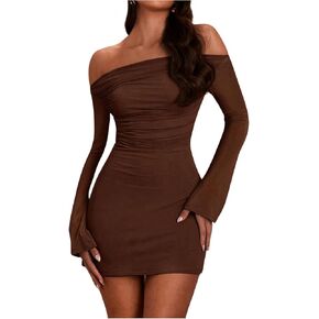 سولي هوكس نساء من قبالة الكتف Bodycon Mini Dress