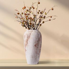 Rustic Vase for Flowers, 8.9'' Brown Farmhouse Ceramic Vases for Home Decor, Minimalist Decorative Vase for Living Room, Entryway, Shelf, Premium Pottery Clay Table Centerpiece Decor.