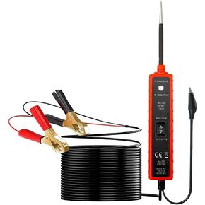 BOHISEN Automotive Power Circuit Tester with 16Ft Test Lead 6-24V DC LED Light Tester Fuse Tester Electric Light Test Pen Light Electrical Diagnostic Tool Short Circuit Finder (Red)
