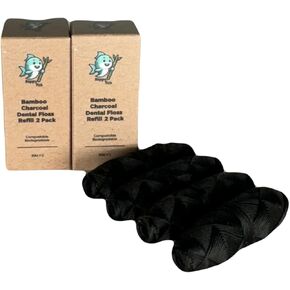 Happy Fish Dental Floss Bamboo Charcoal Refill 2 Pack, Black