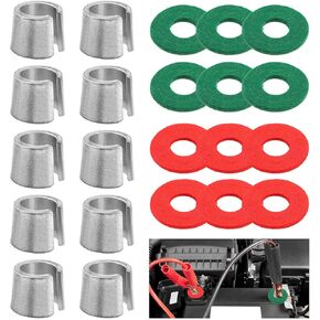 10pcs بطارية بطارية ما بعد الطرفية الحشوات Auto Le-Ad Terminal Shim مع 12pcs غسالات لأعلى ما بعد البطارية تنتهي الإصلاح العالمي للسيارات ، سيارات الدفع الرباعي ، الشاحنة ، RV ، القارب (اللون: الفضة)