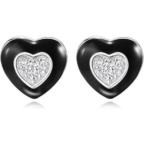 QUADRI 925 Sterling Silver Stud Earrings for Women - Heart, Circle, Solitaire, Pavè, Amethyst, sapphire, aquamarine with Zircons - Women's Gift Ideas - Made in Italy