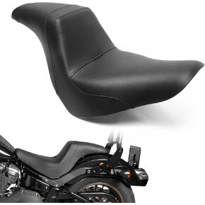 Motorcycle Driver Passenger Seat Two-up Leather Rear Passenger Seat Fit for Harley Low Rider FXLR FXLRS FXLRST 2018-later, One-Piece Design (Black)
