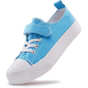 Kids Canvas Sneakers for Boys Girls Lace-up Canvas Shoes Low Top Toddler Walking Shoes Casual Lightweight Adjustable Strap Big Kid Running Sneakers