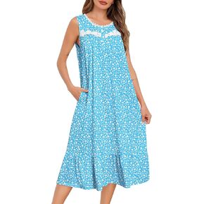Swomog Womens Lightgowns بلا أكمام نوم طويل من نوم الدانتر