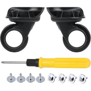 RDEXP Black 9.5x9.2x5cm Left & Right Luggage Wheels with 8 Screws DIY Replacement Set of 2