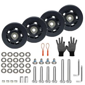Luggage Wheels Replacement Kit, 4Pc 50mm TPE Bearing Roller,Lightweight Spinner Caster,Φ6mm&8mm Shaft Slot Fitable, Full Set Repair Parts for Suitcase,Trolley,Carry on,Rolling Duffel Bag