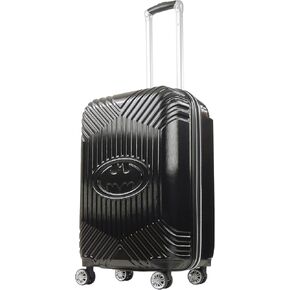 FUL DC Comics Batman Rolling Luggage, Molded Hardshell Suitcase with Spinner Wheels, Black, 25 Inch