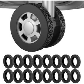 16Pcs Luggage Wheel Covers,Silicone Suitcase Cover for 2-2.4'' Spinner Wheel, Carry On Luggage Wheels Protector,Upgrade Suitcase Wheels Protective,Essential Travel Accessories (Black)